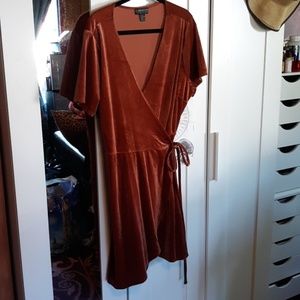 Stretch Velvey Copper Wrap Dress